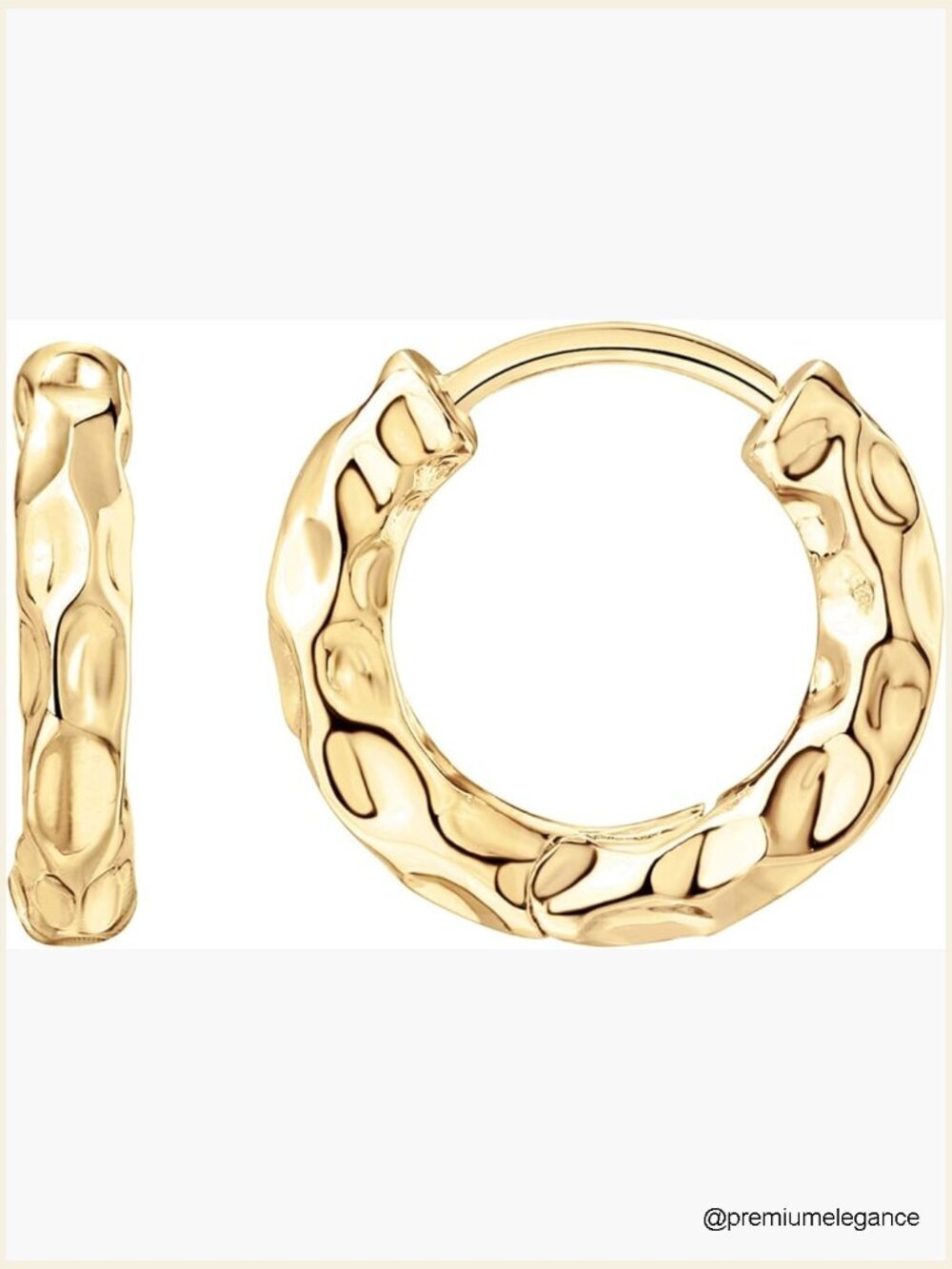 Chunky Huggie Hoop Earrings 14K Gold Plated Sterling Silver Posts